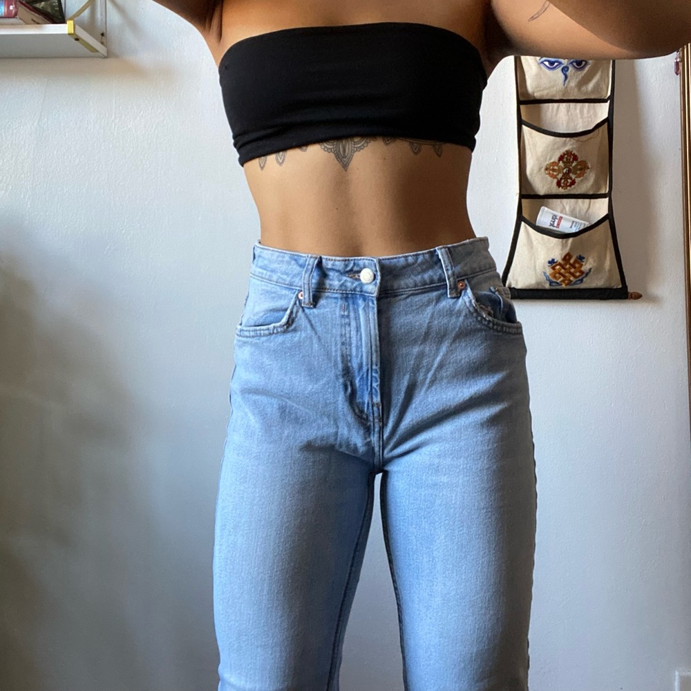 Bershka Straight Cropped Denim Jeans